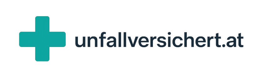 Minimalist wordmark logo: unfallversichert.at in bold, clean sans-serif, lowercase, primary color #0c2959 on white background